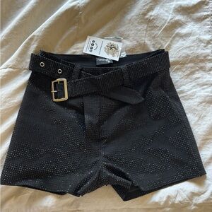 Black Rhinestone Women's Shorts